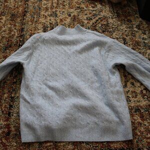 J. Crew Pale Blue Cable Knit Mock Turtleneck Sweater
